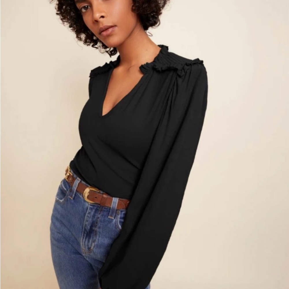 Black Women's V-Neck Top